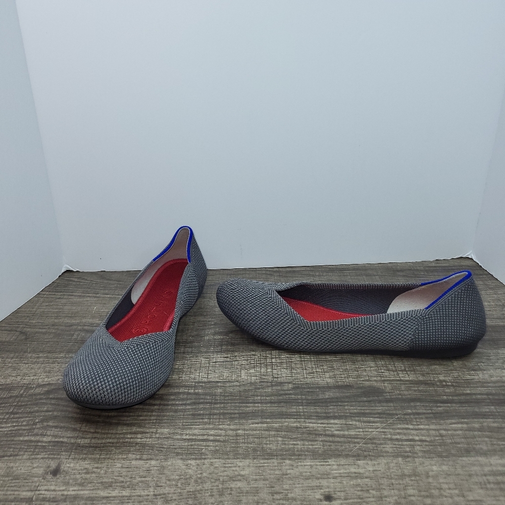 Rothy's Birdseye Round Toe Women's Shoes Sz 8 Gray Flat Loafers Shoe